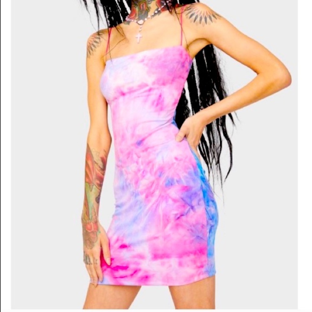 DOLLS COTTON CANDY TYE DYE MINI DRESS